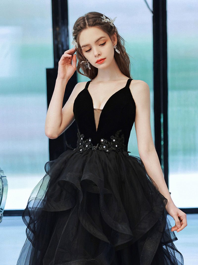 black v neck dress